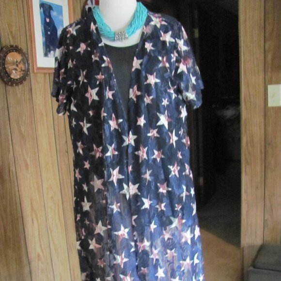 CRAZY TRAIN YAY USA LACE REVERSIABLE DUSTER - Picture 1 of 10